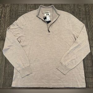 Joseph Abboud Men’s Zip-Neck Sweater in Light Taupe